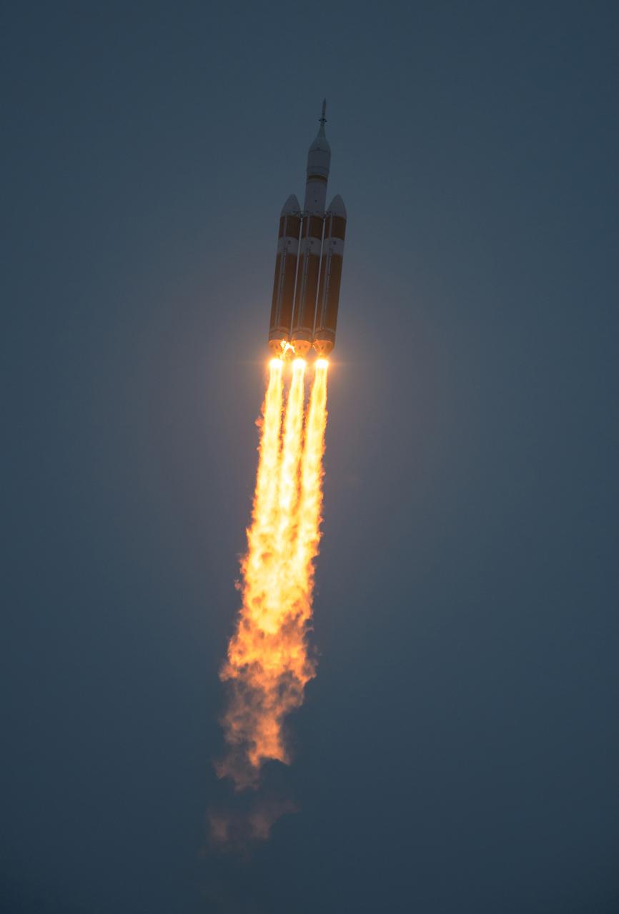 The United Launch Alliance Delta IV Heavy rocket with NASA’s Orion spacecraft mounted atop, lifts off on Exploration Flight Test-1 (EFT-1) from Cape Canaveral Air Force Station's Space Launch Complex 37 at at 7:05 a.m. EST, Friday, Dec. 5, 2014, in Florida. Part of Batch image transfer from Flickr.
