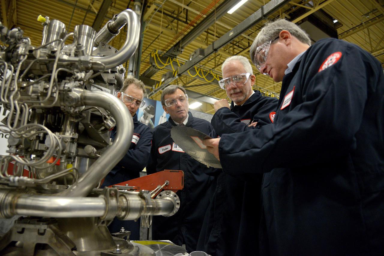 Orion leadership  (including Orion Program Manager Mark Geyer) visits Aerojet Rocketdyne in Sacramento, CA on March 3, 2015 to recognize the great work performed in support of Orion's first flight, Exploration Flight Test-1 (EFT-1). Part of Batch image transfer from Flickr.
