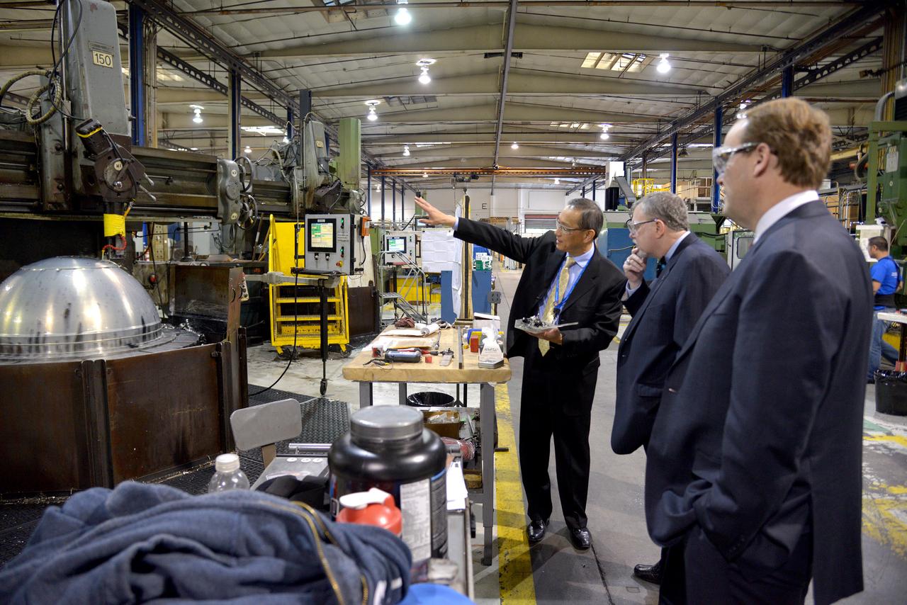 The team at Orbital ATK shows Lockheed Martin Orion Program Manager Mike Hawes the propellant tank manufacturing workshop in California on March 4, 2015. Part of Batch image transfer from Flickr.