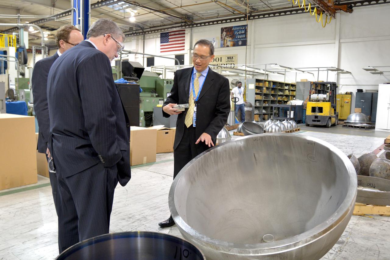 The team at Orbital ATK shows Lockheed Martin Orion Program Manager Mike Hawes the propellant tank manufacturing workshop in California on March 4, 2015. Part of Batch image transfer from Flickr.