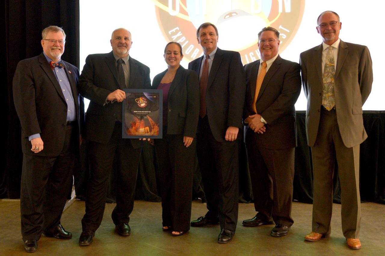 Orion leadership visited Airborne Systems in Santa Ana, California on March 5, 2015 to recognize the great work performed in support of Orion's first flight, Exploration Flight Test-1 (EFT-1). Award presented to representative of Airborne Systems Orion Program Team. Part of Batch image transfer from Flickr.