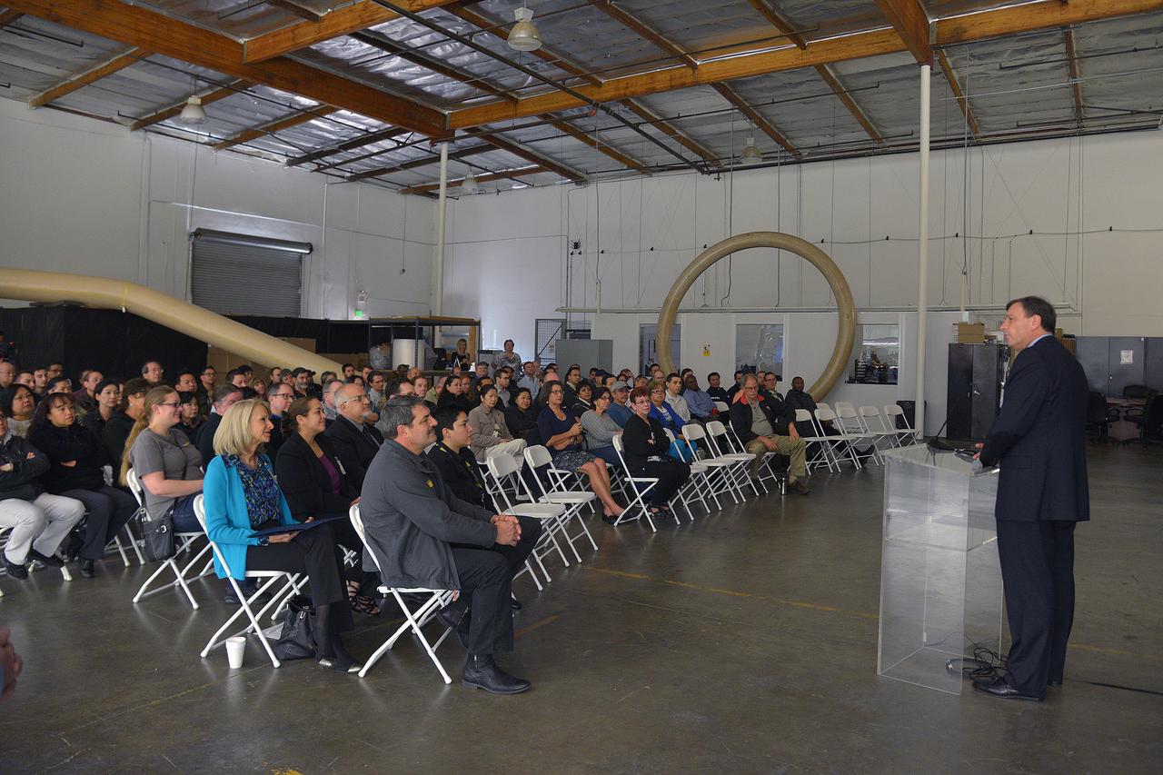 Orion leadership visited Airborne Systems in Santa Ana, California on March 5, 2015 to recognize the great work performed in support of Orion's first flight, Exploration Flight Test-1 (EFT-1).  Part of Batch image transfer from Flickr.