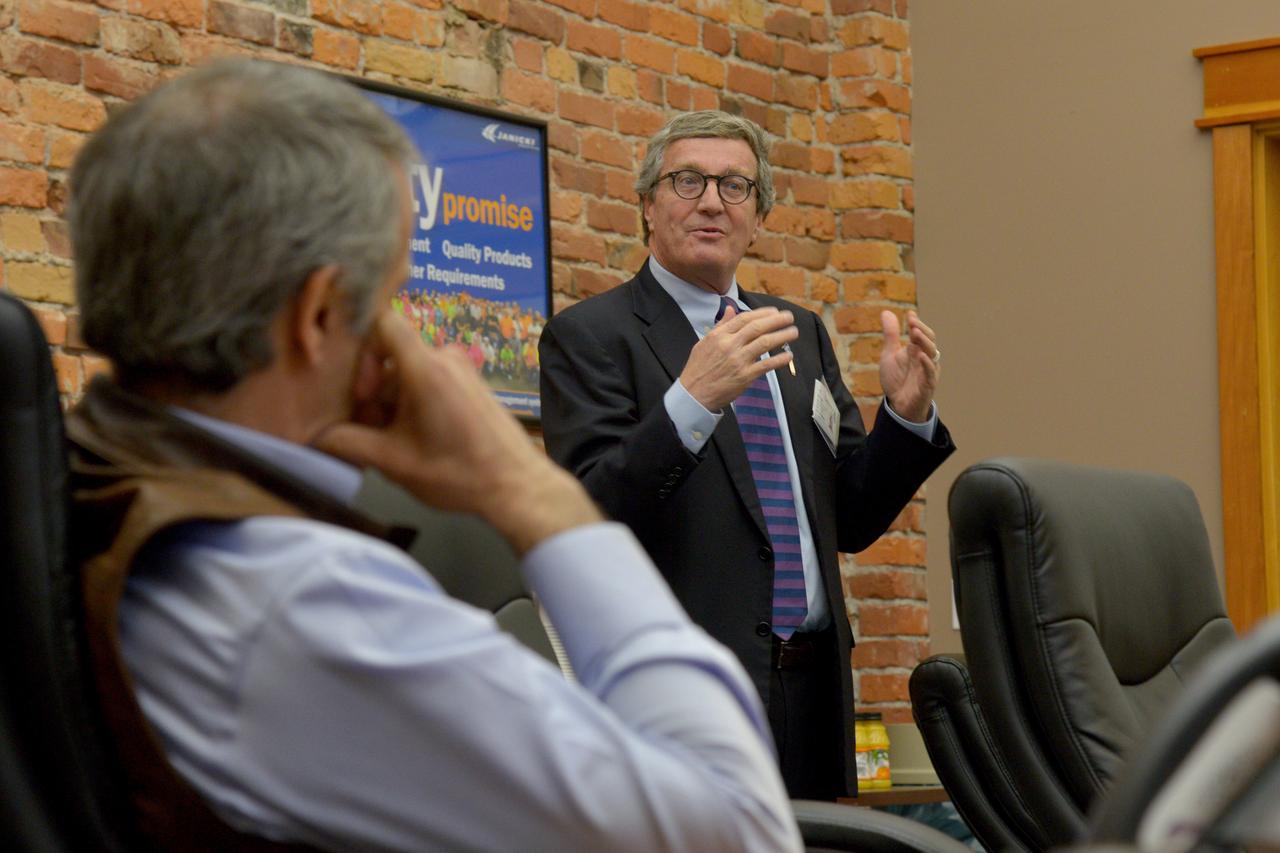 The Orion leadership team visits Janicki Industries in Sedro-Woolley, Washington on March 9, 2015 to thank them for their work in support of Exploration Flight Test-1 (EFT-1). Janicki is a small business that specializes in producing custom tooling fixtures and composite structures. Part of Batch image transfer from Flickr.