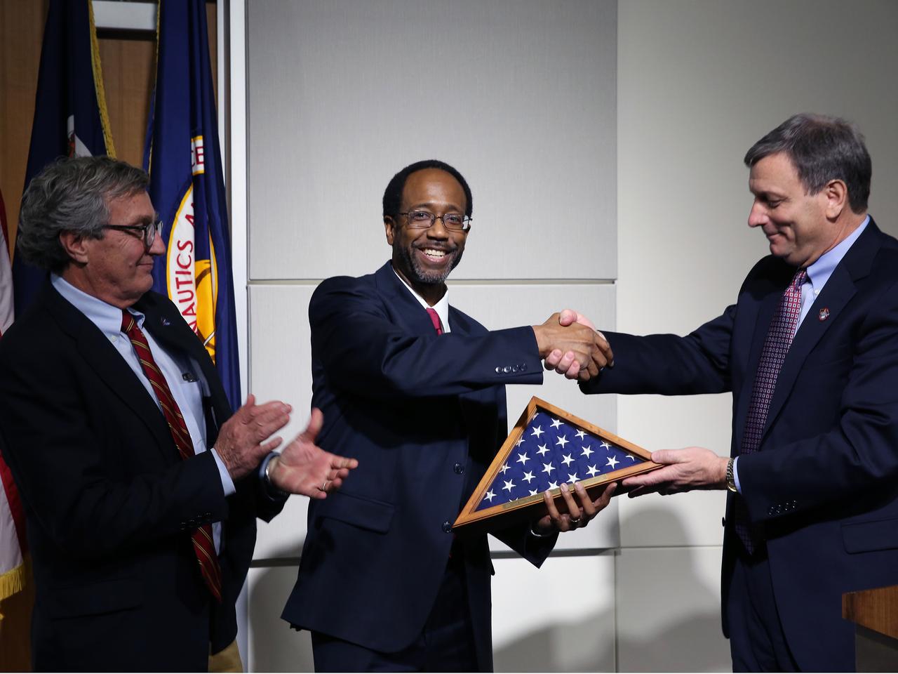 NASA and Lockheed Martin Orion leadership visit Langley Research Center in Hampton, VA on March 19, 2015 to celebrate the center's contribution to Orion's Exploration Flight Test-1 (EFT-1).  Part of Batch image transfer from Flickr.