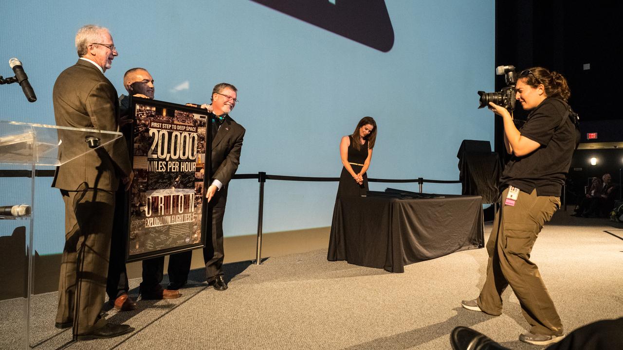 The Orion team gathers at Space Center Houston on May 20, 2015 to celebrate their accomplishments on Orion's first flight, Exploration Flight Test-1 (EFT-1). Part of Batch image transfer from Flickr.