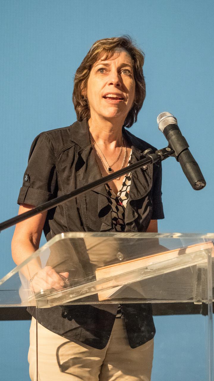 The Orion team gathers at Space Center Houston on May 20, 2015 to celebrate their accomplishments on Orion's first flight, Exploration Flight Test-1 (EFT-1). JSC Director Ellen Ochoa speaks at the podium. Part of Batch image transfer from Flickr.