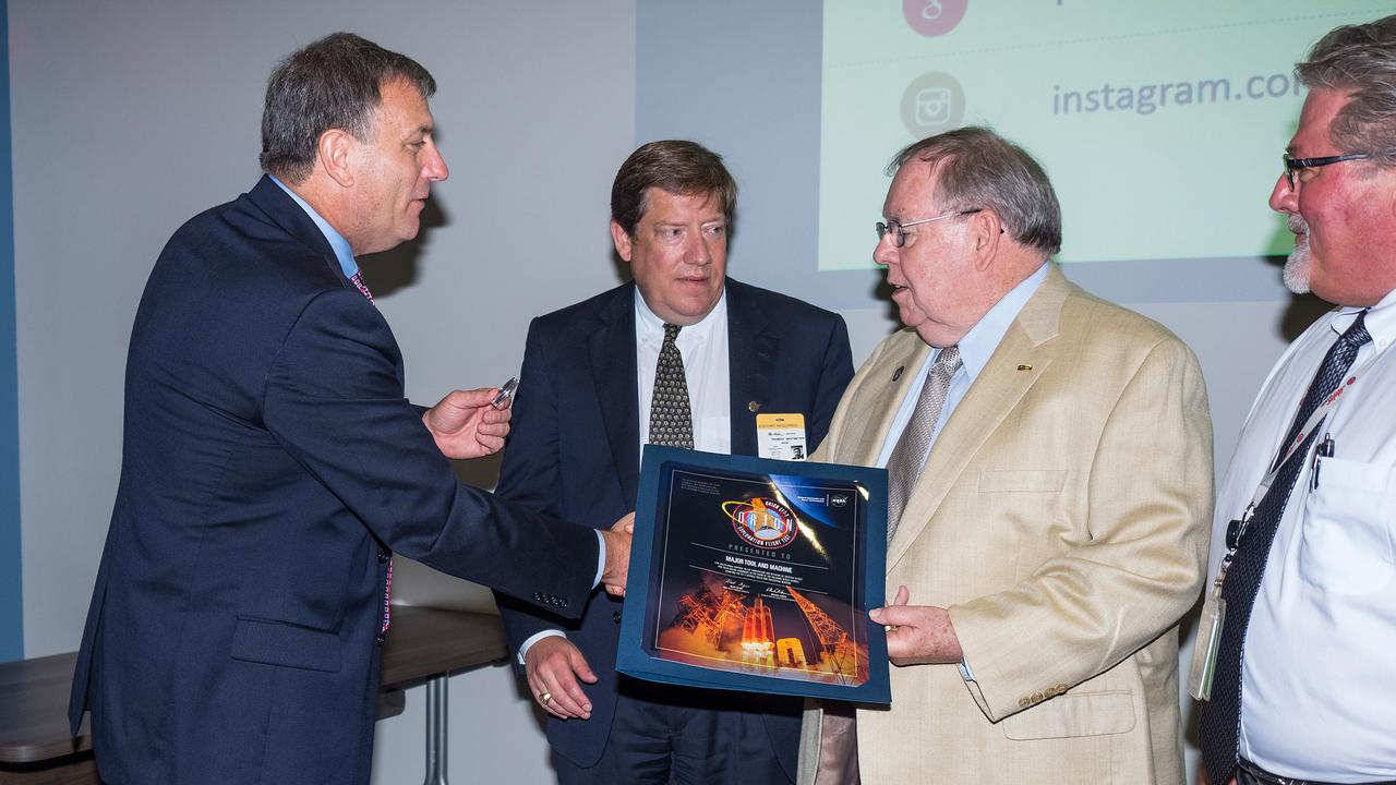 The Orion team visits Major Tool and Machine in Indianapolis, Indiana to see the progress on the cone panel for the Artemis I Orion spacecraft on June 11, 2015. Part of Batch image transfer from Flickr.
