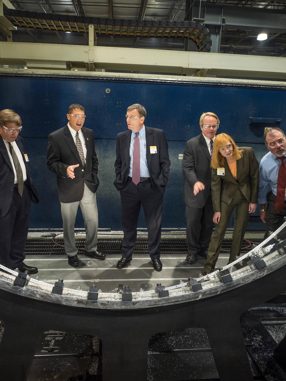 The Orion team visits Major Tool and Machine in Indianapolis, Indiana to see the progress on the cone panel for the Artemis I Orion spacecraft on June 11, 2015. Part of Batch image transfer from Flickr.