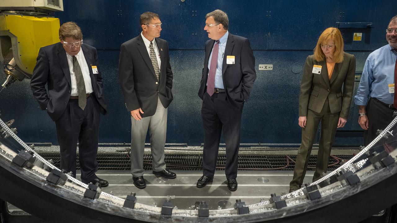 The Orion team visits Major Tool and Machine in Indianapolis, Indiana to see the progress on the cone panel for the Artemis I Orion spacecraft on June 11, 2015. Part of Batch image transfer from Flickr.