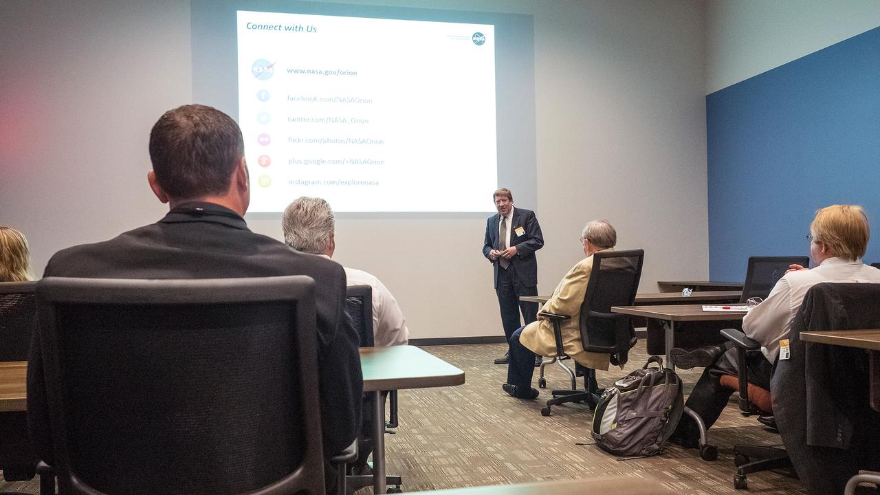 The Orion team visits Major Tool and Machine in Indianapolis, Indiana to see the progress on the cone panel for the Artemis I Orion spacecraft on June 11, 2015. Part of Batch image transfer from Flickr.