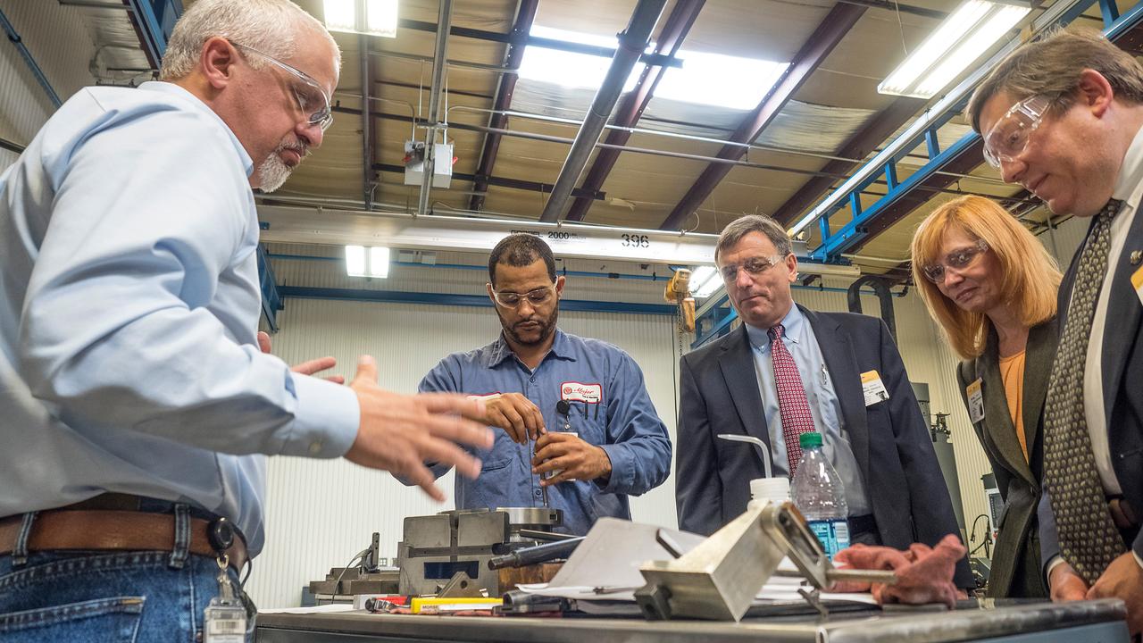 The Orion team visits Major Tool and Machine in Indianapolis, Indiana to see the progress on the cone panel for the Artemis I Orion spacecraft on June 11, 2015. Part of Batch image transfer from Flickr.
