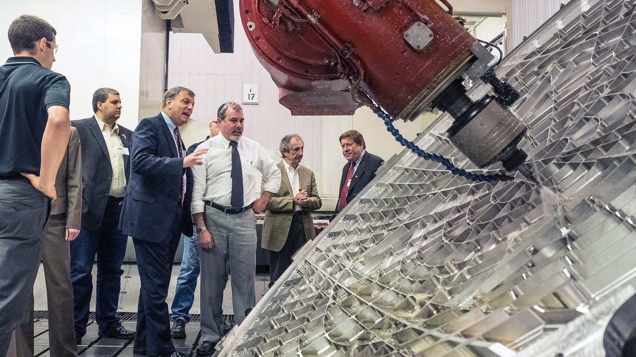 The Orion team visits Ingersoll In Rockford, IL, to see the progress on the aft bulkhead for the Artemis I Orion spacecraft on June 12, 2015.  Part of Batch image transfer from Flickr.