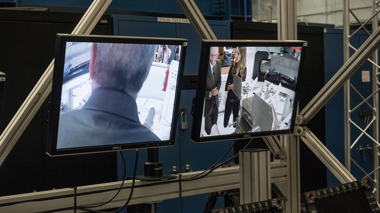 CNN's Rachel Crane talks to Orion program manager, Mark Geyer, at the Space Vehicle Mockup Facility at NASA's Johnson Space Center in Houston on June 23, 2015. Part of Batch image transfer from Flickr.