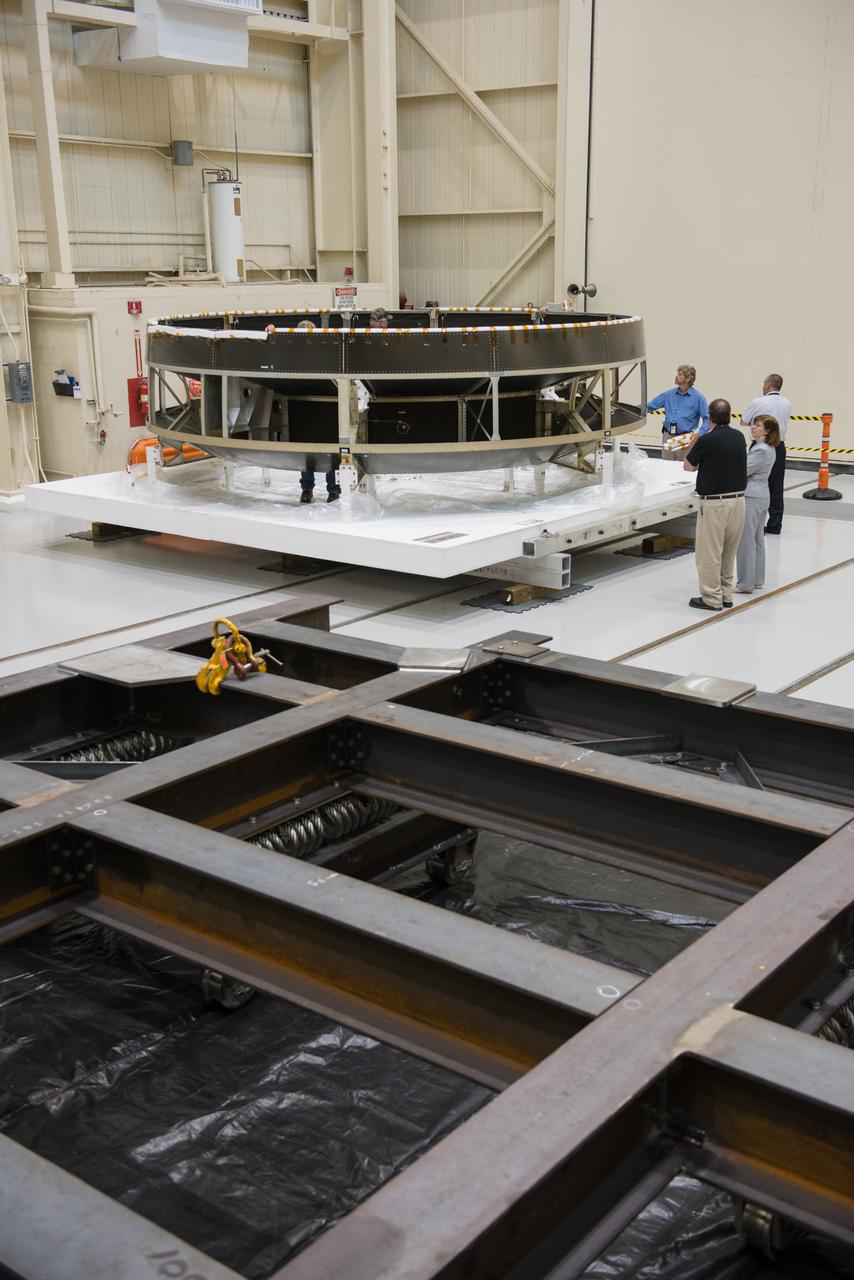 The Orion Crew Module Adapter simulator arrives at NASA Glenn's Plum Brook Station Space Power Facility in Sandusky, Ohio on June 24, 2015. Part of Batch image transfer from Flickr.