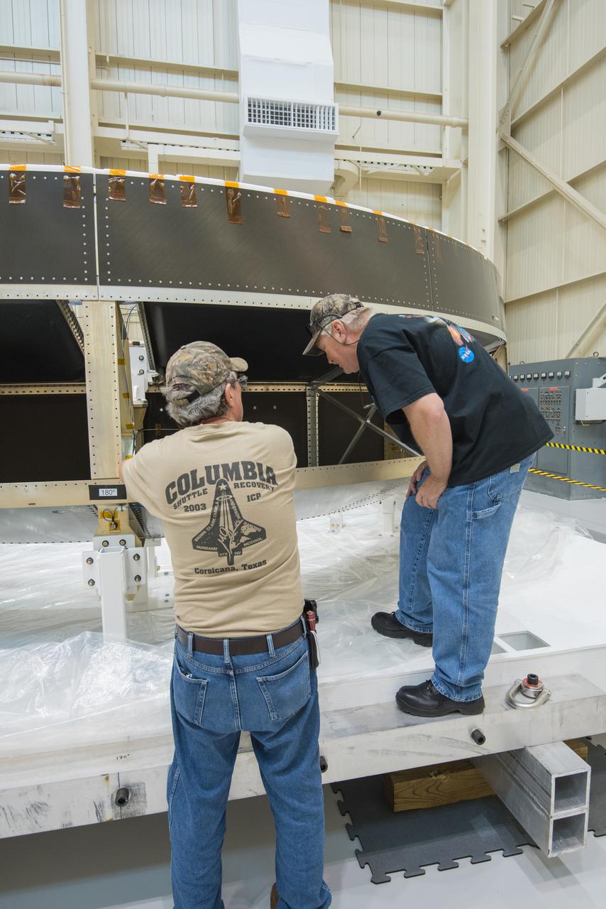 The Orion Crew Module Adapter simulator arrives at NASA Glenn's Plum Brook Station Space Power Facility in Sandusky, Ohio on June 24, 2015. Part of Batch image transfer from Flickr.