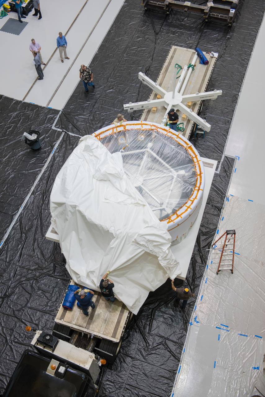 The Orion Crew Module Adapter simulator arrives at NASA Glenn's Plum Brook Station Space Power Facility in Sandusky, Ohio on June 24, 2015. Part of Batch image transfer from Flickr.