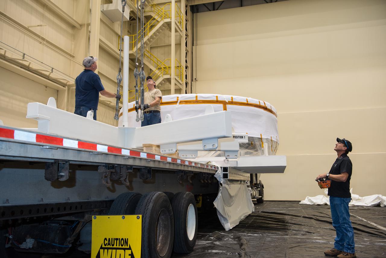 The Orion Crew Module Adapter simulator arrives at NASA Glenn's Plum Brook Station Space Power Facility in Sandusky, Ohio on June 24, 2015. Part of Batch image transfer from Flickr.