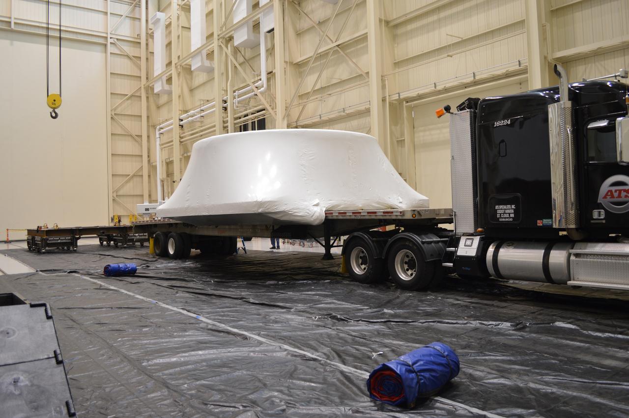 The Orion Crew Module Adapter simulator arrives at NASA Glenn's Plum Brook Station Space Power Facility in Sandusky, Ohio on June 24, 2015. Part of Batch image transfer from Flickr.