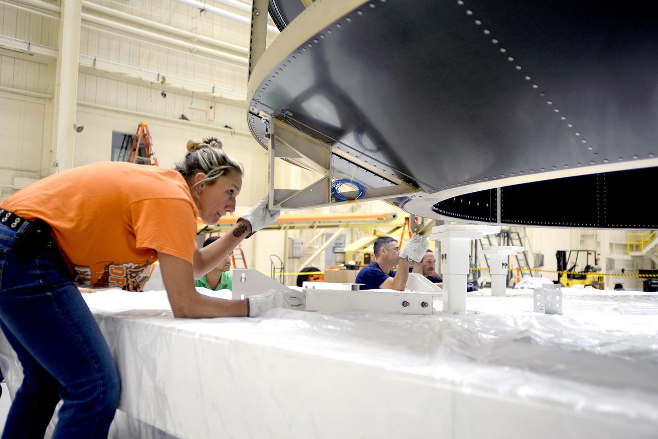 The Orion Crew Module Adapter simulator arrives at NASA Glenn's Plum Brook Station Space Power Facility in Sandusky, Ohio on June 24, 2015. Part of Batch image transfer from Flickr.