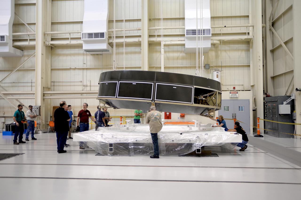 The Orion Crew Module Adapter simulator arrives at NASA Glenn's Plum Brook Station Space Power Facility in Sandusky, Ohio on June 24, 2015. Part of Batch image transfer from Flickr.