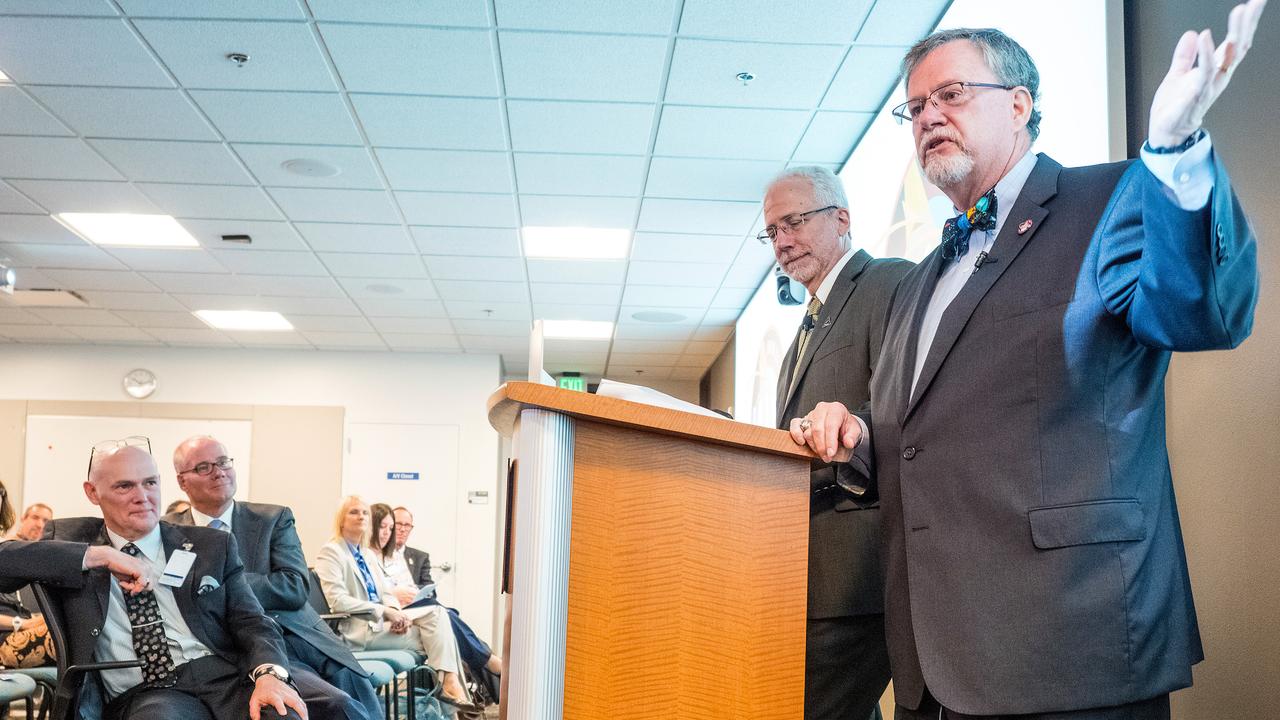 The Orion team visits United Launch Alliance in Denver, Colorado on July 14, 2015 to recognize their efforts in making Exploration Flight Test-1 (EFT-1) a success. Part of Batch image transfer from Flickr.