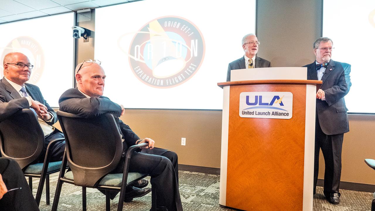 The Orion team visits United Launch Alliance in Denver, Colorado on July 14, 2015 to recognize their efforts in making Exploration Flight Test-1 (EFT-1) a success. Part of Batch image transfer from Flickr.
