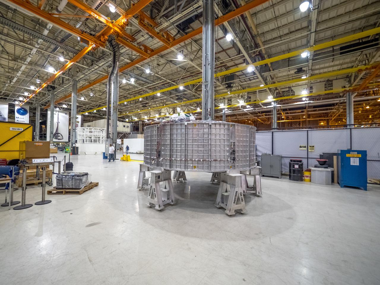 Pieces for the Orion spacecraft that will fly on Artemis I are prepared for welding at NASA's Michoud Assembly Facility in New Orleans, Louisiana on Aug. 6, 2015.  Part of Batch image transfer from Flickr.