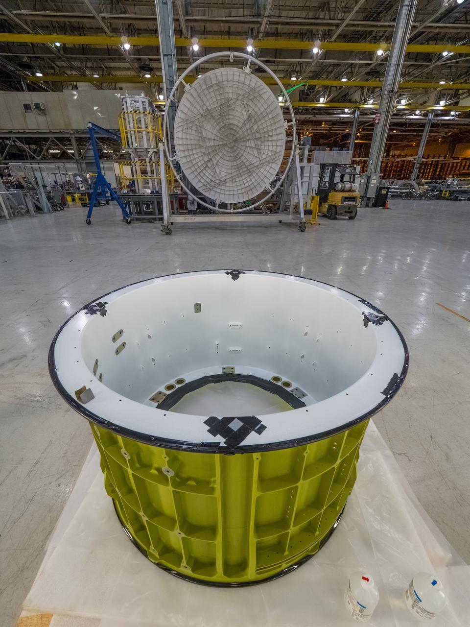 Pieces for the Orion spacecraft that will fly on Artemis I are prepared for welding at NASA's Michoud Assembly Facility in New Orleans, Louisiana on Aug. 7, 2015. Part of Batch image transfer from Flickr.
