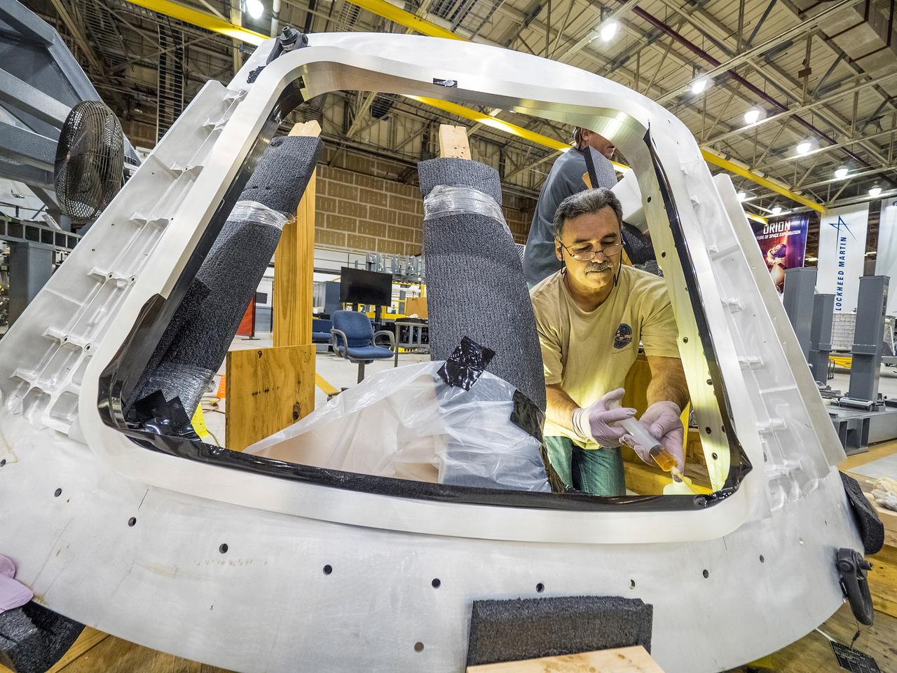 An Orion cone panel for Artemis I is prepared for welding at the Michoud Assembly Facility in New Orleans, Louisiana on Oct. 9, 2015. Part of Batch image transfer from Flickr.