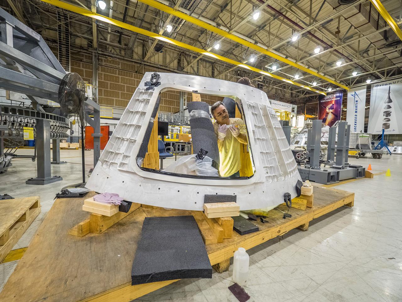 An Orion cone panel for Artemis I is prepared for welding at the Michoud Assembly Facility in New Orleans, Louisiana on Oct. 9, 2015. Part of Batch image transfer from Flickr.