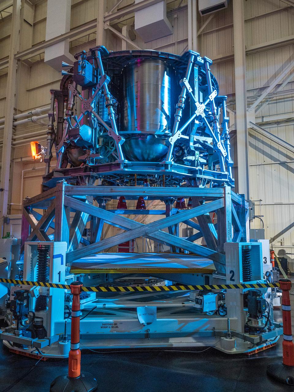 The European Service Module Structural Test Article (in the background) photographed at the Space Power Facility at NASA Glenn Research Center's Plum Brook Station in Sandusky, Ohio on Nov. 30, 2015.  Part of Batch image transfer from Flickr.