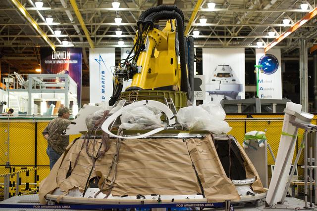 NASA image: Orion EM1 plug welds in PV2 and PV3