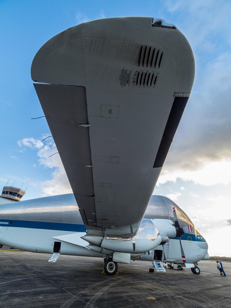 NASA's Super Guppy airplane arrives in New Orleans, Louisiana on Jan. 31, 2016. The Guppy will transport Orion's Artemis I crew module pressure vessel to Kennedy Space Center for final assembly. Part of Batch image transfer from Flickr.