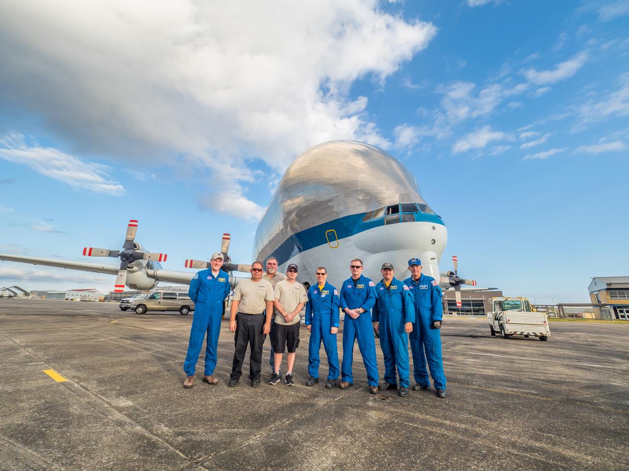 NASA's Super Guppy airplane arrives in New Orleans, Louisiana on Jan. 31, 2016. The Guppy will transport Orion's Artemis I crew module pressure vessel to Kennedy Space Center for final assembly. Part of Batch image transfer from Flickr.