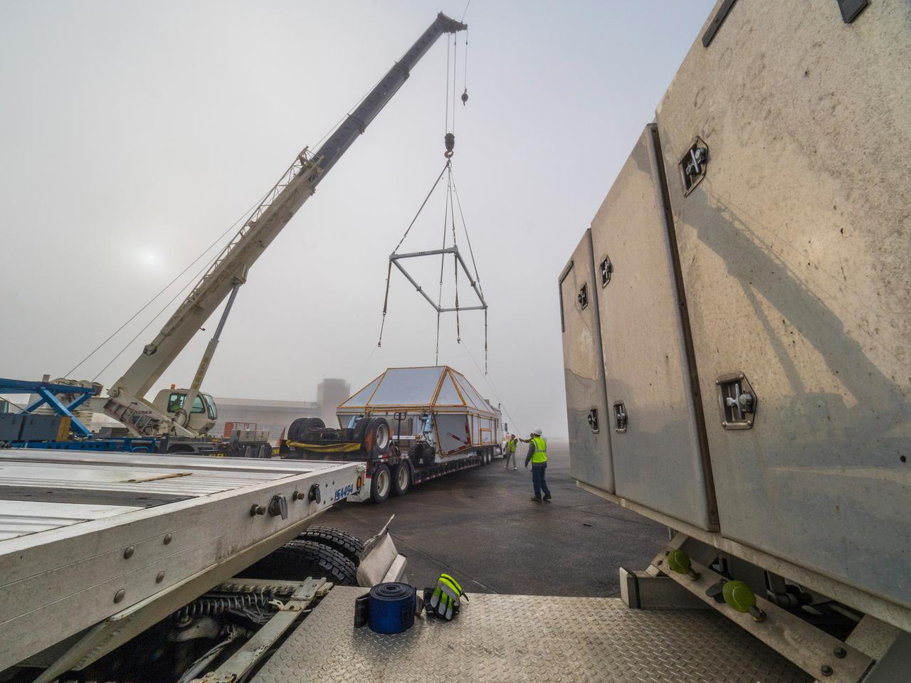 The Artemis I Orion crew module pressure vessel is loaded on NASA's Super Guppy plane in New Orleans for transport to Kennedy Space Center on Feb. 1, 2016. Part of Batch image transfer from Flickr.