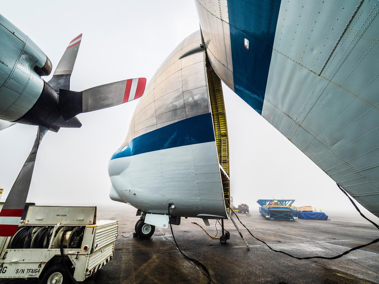 The Artemis I Orion crew module pressure vessel is loaded on NASA's Super Guppy plane in New Orleans for transport to Kennedy Space Center on Feb. 1, 2016. Part of Batch image transfer from Flickr.