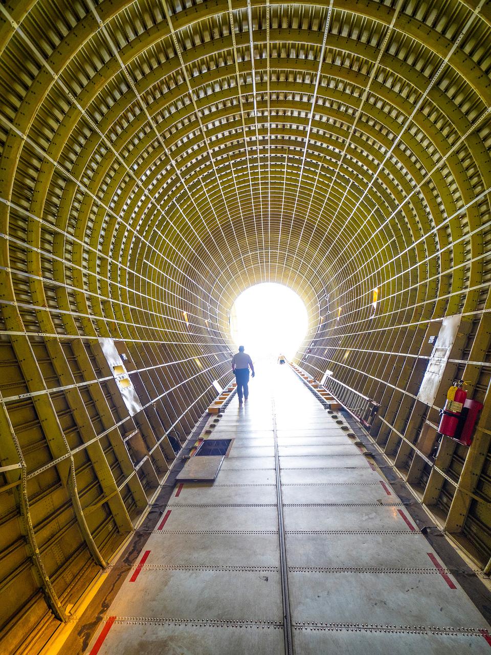 The Artemis I Orion crew module pressure vessel is loaded on NASA's Super Guppy plane in New Orleans for transport to Kennedy Space Center on Feb. 1, 2016. Part of Batch image transfer from Flickr.