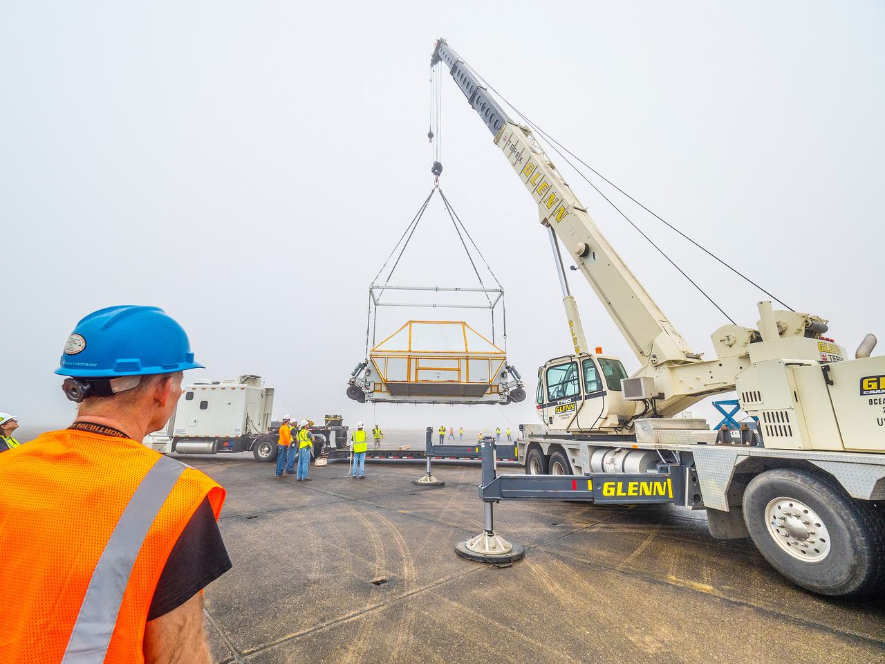 The Artemis I Orion crew module pressure vessel is loaded on NASA's Super Guppy plane in New Orleans for transport to Kennedy Space Center on Feb. 1, 2016. Part of Batch image transfer from Flickr.