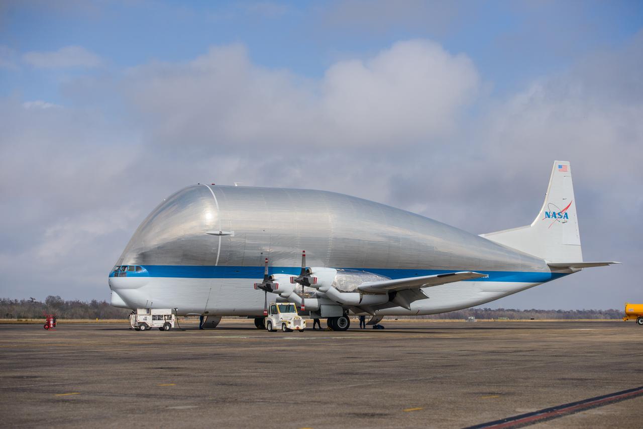 Artemis I Orion departs Michoud Assembly Facility for Kennedy Space Center in Florida on Feb. 1, 2016. The vessel was loaded onto NASA's Super Guppy cargo aircraft. Part of Batch image transfer from Flickr.