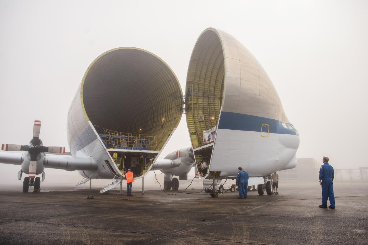 Artemis I Orion departs Michoud Assembly Facility for Kennedy Space Center in Florida on Feb. 1, 2016. The vessel was loaded onto NASA's Super Guppy cargo aircraft. Part of Batch image transfer from Flickr.