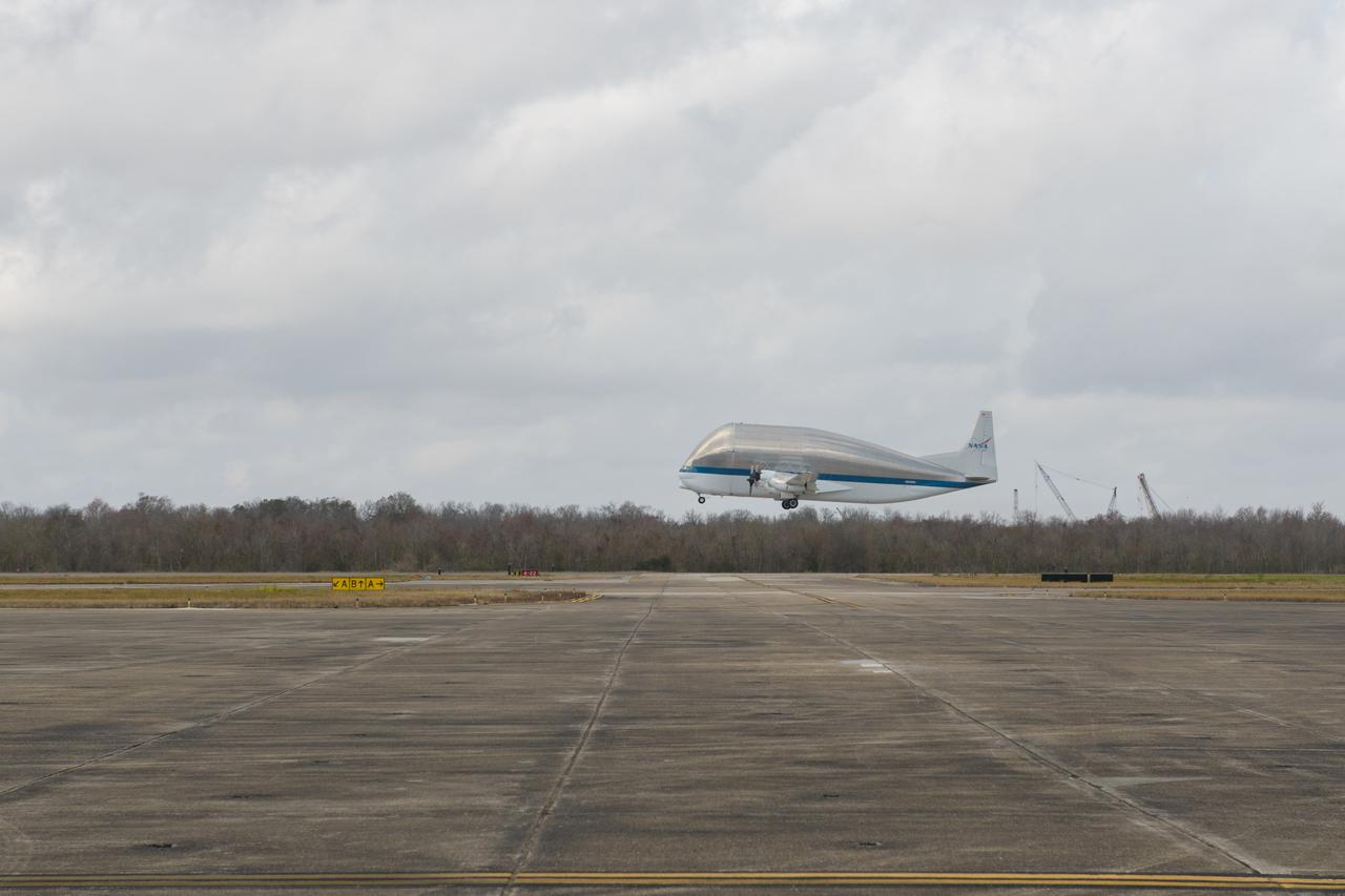 Artemis I Orion departs Michoud Assembly Facility for Kennedy Space Center in Florida on Feb. 1, 2016. The vessel was loaded onto NASA's Super Guppy cargo aircraft. Part of Batch image transfer from Flickr.