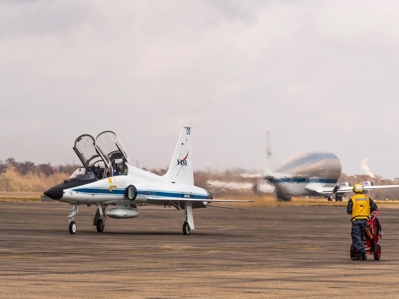 NASA's Super Guppy, carrying the Artemis I Orion crew module pressure vessel, departs New Orleans en route to Kennedy Space Center in Florida on Feb. 1, 2016. Part of Batch image transfer from Flickr.