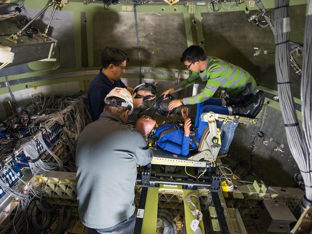 NASA image: Test dummies installed for water impact tests