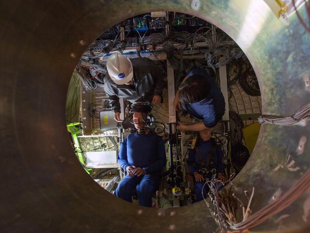 NASA image: Test dummies installed for water impact tests