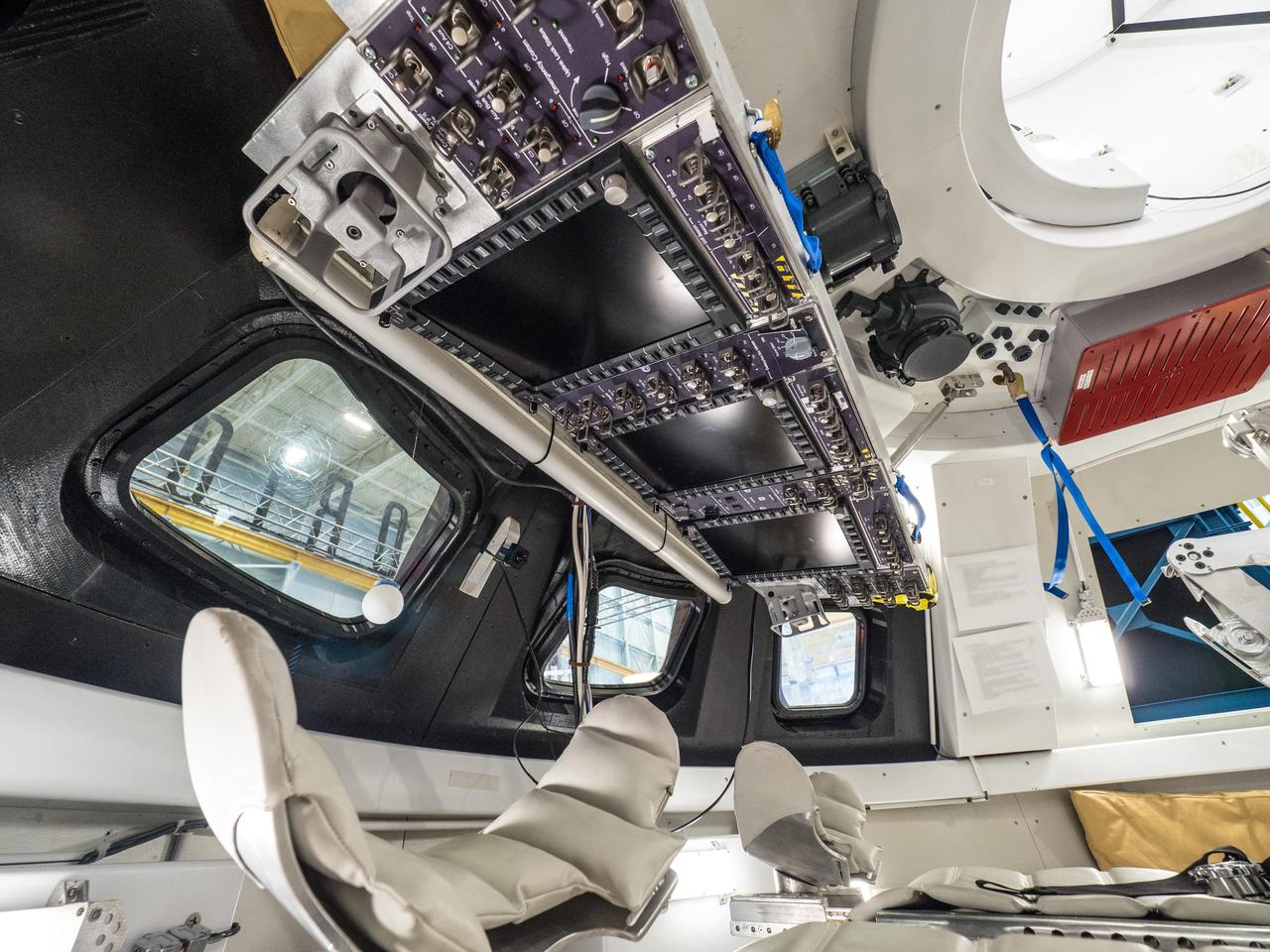 Interior of the Orion Medium Fidelity Mockup at the Johnson Space Center in Houston on May 11, 2016.