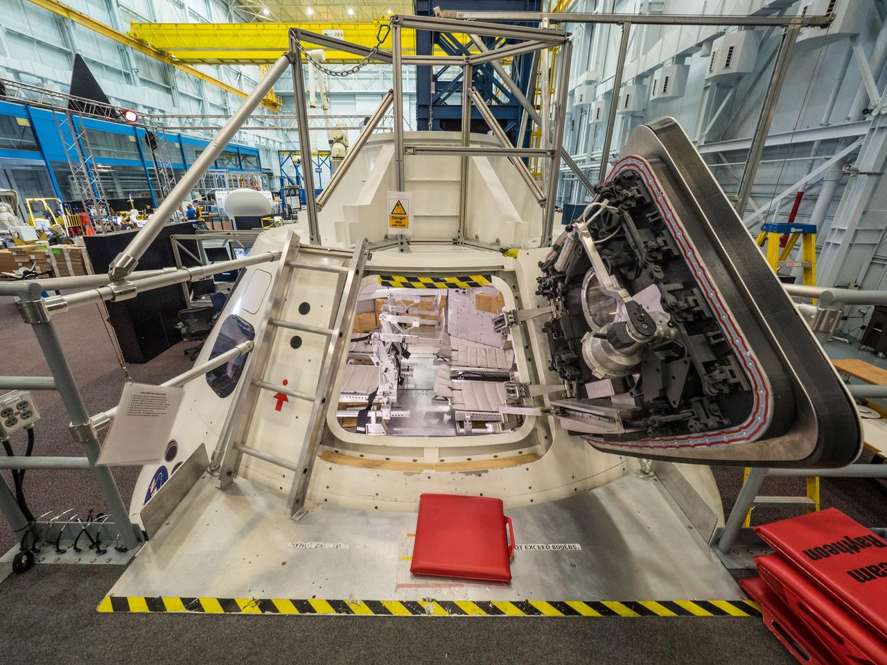 Interior of the Orion Medium Fidelity Mockup at the Johnson Space Center in Houston on May 11, 2016.