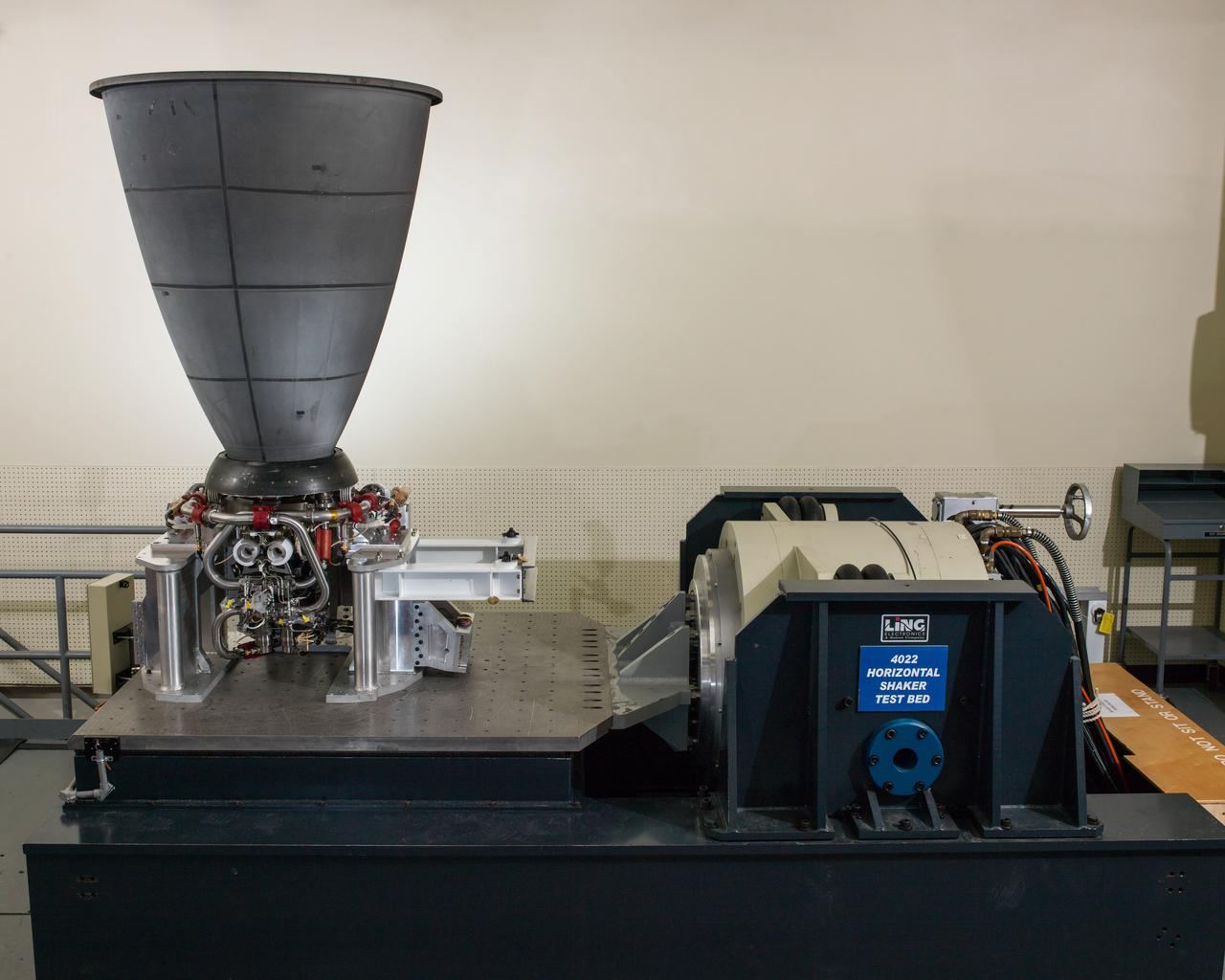 An Orbital Maneuvering System engine at NASA’s Johnson Space Center in Houston on March 28, 2016.