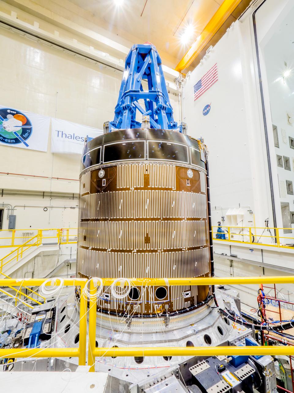 A successful test is completed of the European Structural Test Article (E-STA) partial tank vibration test (Y- axis at 80% power) performed on the Mechanical Vibration Facility (MVF) table at NASA Glenn’s Space Power Facility at Plum Brook Station, Sandusky, Ohio on Sept. 7, 2016 . Part of Batch images transfer from Flickr.