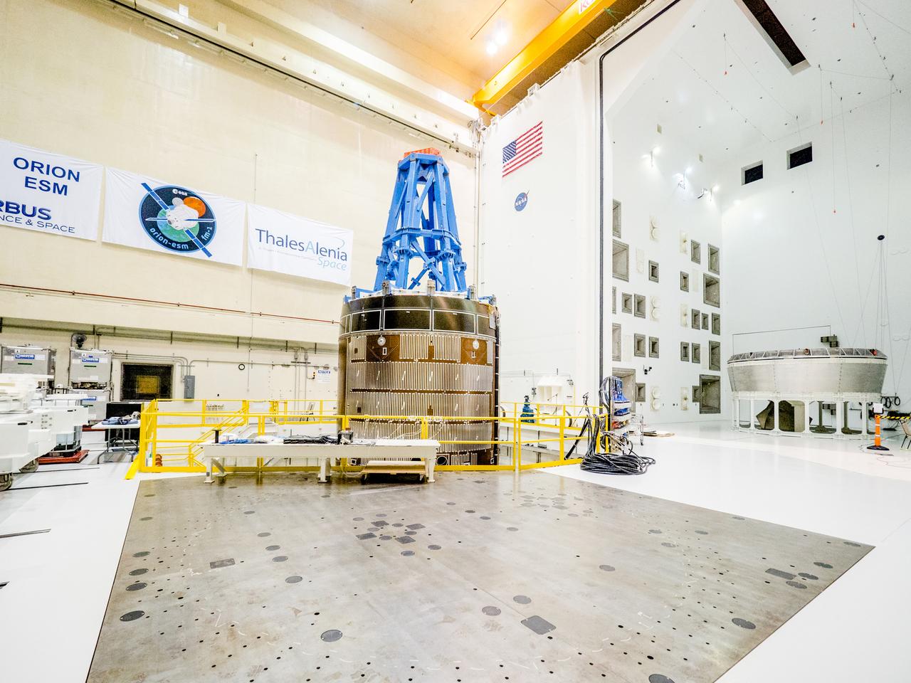 A successful test is completed of the European Structural Test Article (E-STA) partial tank vibration test (Y- axis at 80% power) performed on the Mechanical Vibration Facility (MVF) table at NASA Glenn’s Space Power Facility at Plum Brook Station, Sandusky, Ohio on Sept. 7, 2016 . Part of Batch images transfer from Flickr.