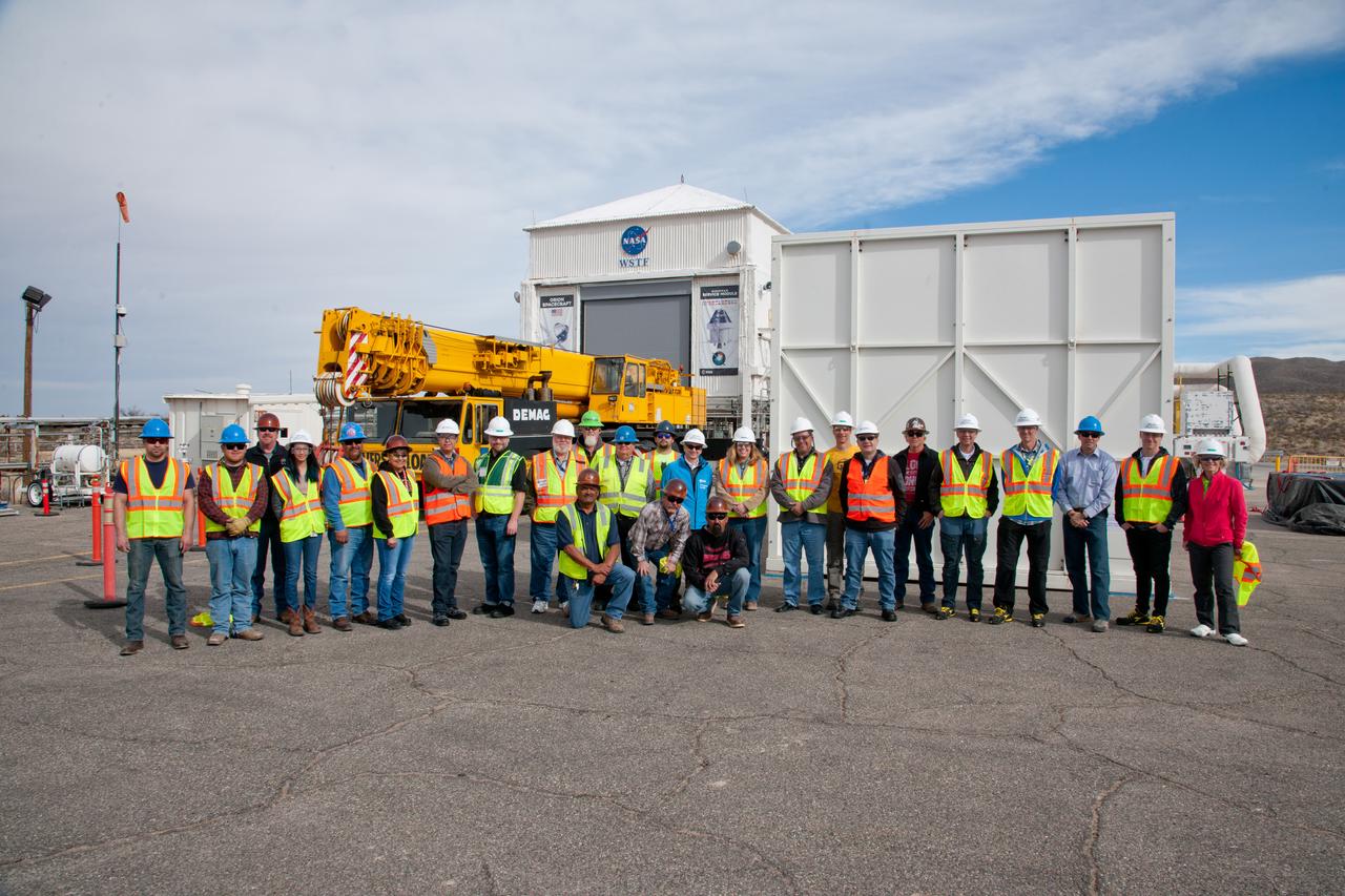 The European Service Module Propulsion Qualification Module (PQM) arrives at White Sands Test Facility in New Mexico on Feb. 18, 2017.